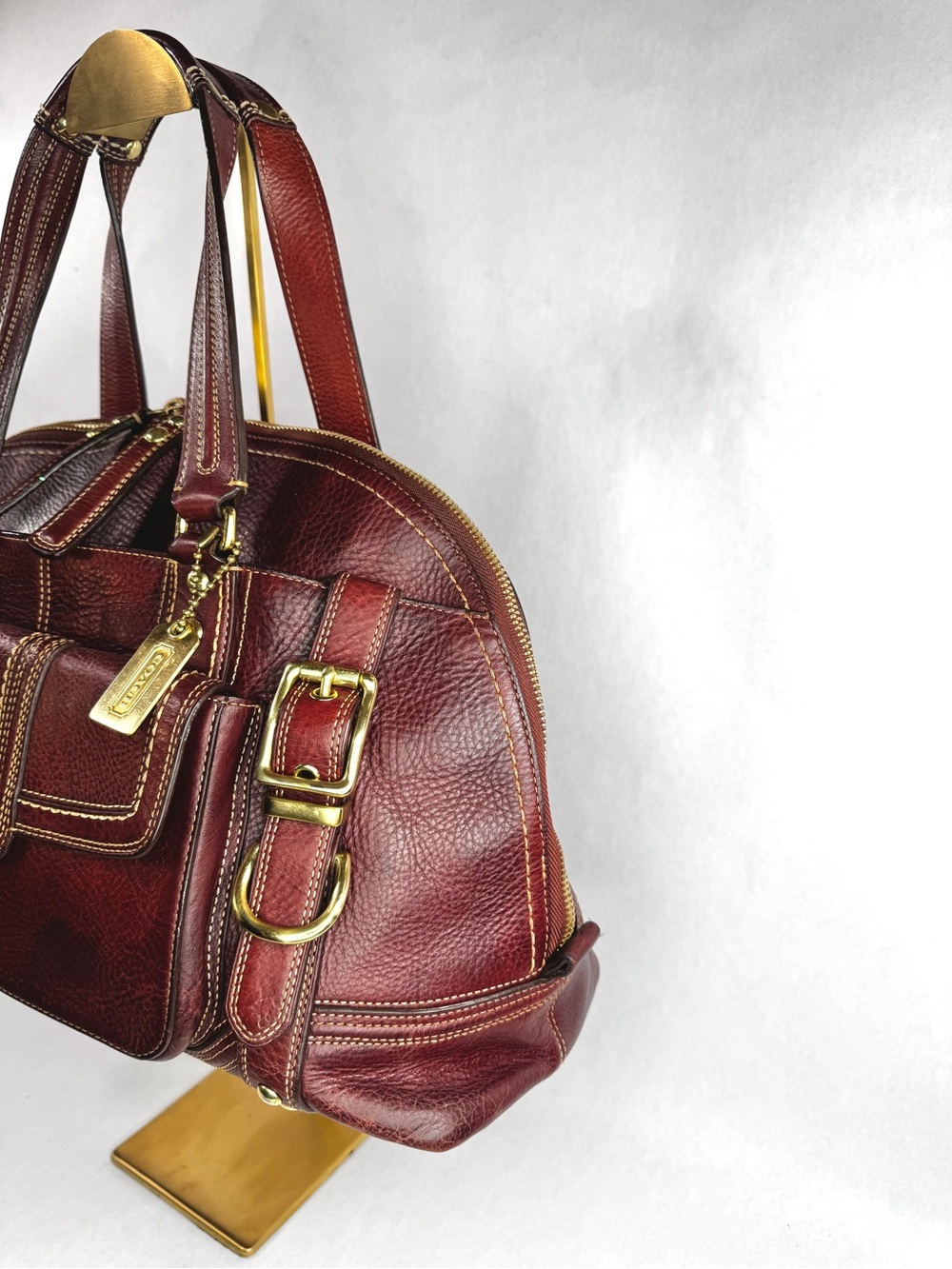 Coach Legacy Large Hamptons Miranda Rare Bordeaux Burgundy Leather Satchel Bag - Picture 3 of 15